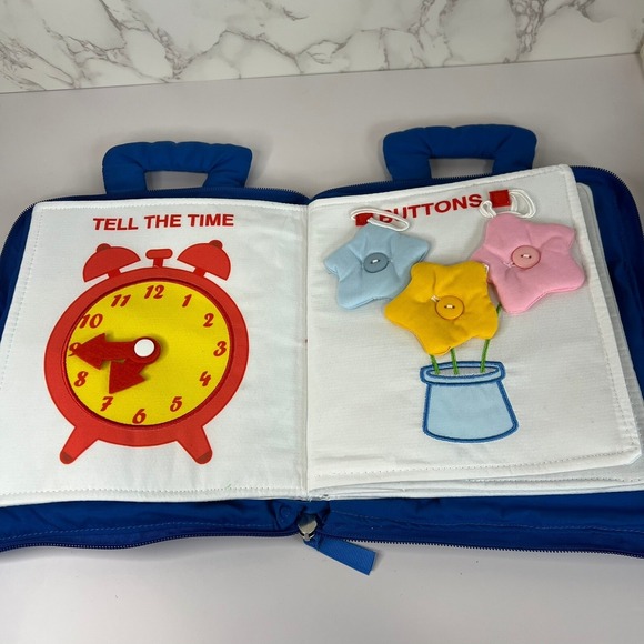 De Moca My Quiet Book Blue Sensory Soft Cloth Activity Book for Toddlers - Picture 3 of 4